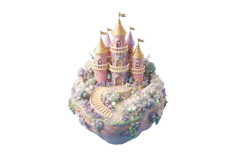 Story Castle, a purple castle island for writing words